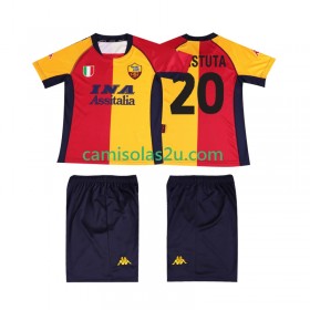 Camisolas de futebol AS Roma Batistuta 20 2000 2001 Retro Criança Equipamento Principal Manga Curta